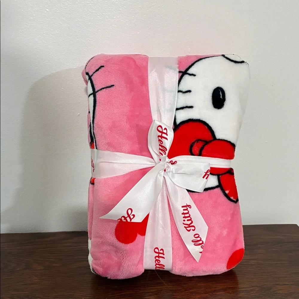 NWT- Sanrio- Hello Kitty- Pink Velvety Smooth- Silk Touch Throw Blanket 50x60